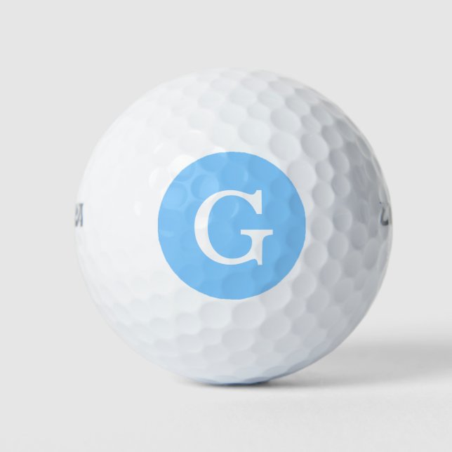 Balles De Golf Monogramme initial bleu ciel (Devant)