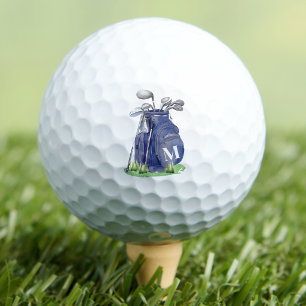 Balles De Golf Monogramme Initial Bleu Marine