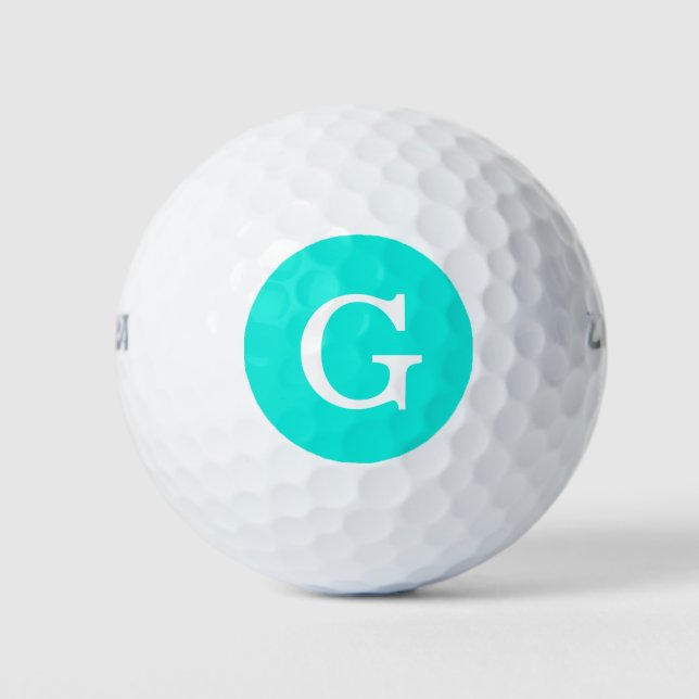 Balles De Golf Monogramme initial d'Aqua (Devant)