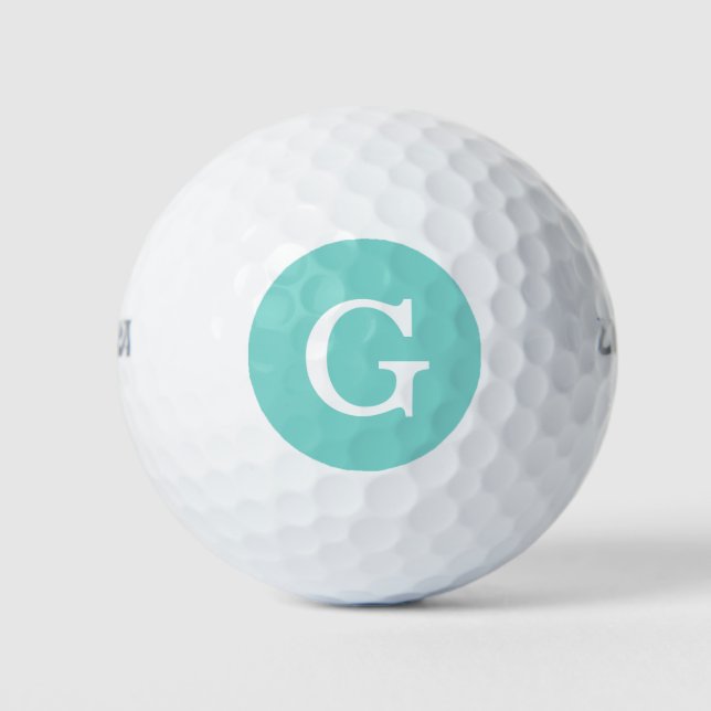 Balles De Golf Monogramme initial d'Aqua Turquoise (Devant)