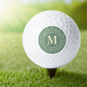 Balles De Golf Monogramme initial de points radiaux rétro sauge v