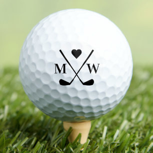 Balles De Golf Monogramme Initial du Cœur Personnalisé