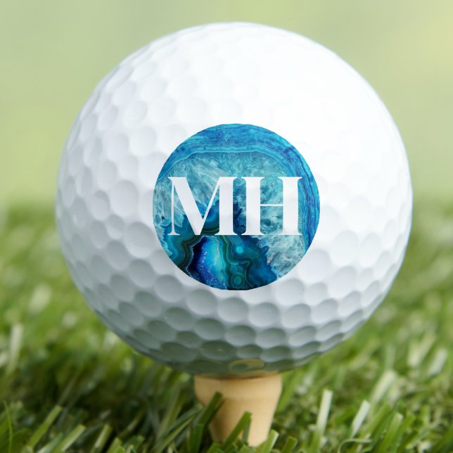 Balles De Golf Monogramme initial du Golfeur d'âge moderne (Modern Agate Golfer Initial Monogram Golf Balls)