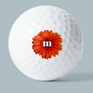 Balles De Golf Monogramme initial Gerbera Daisy