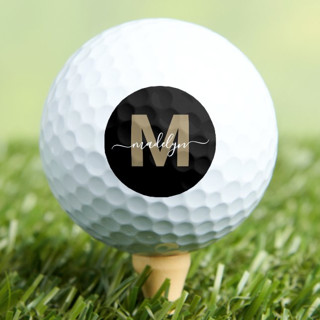 Balles De Golf Monogramme Initial Nom Personnalisé en Or (Gold Monogram Initial Name Personalized Golf Balls)