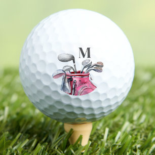 Balles De Golf Monogramme Initial Rose