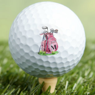 Balles De Golf Monogramme initial rose