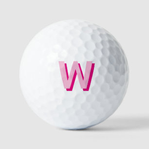 Balles De Golf Monogramme initial rose gras et rose chaud