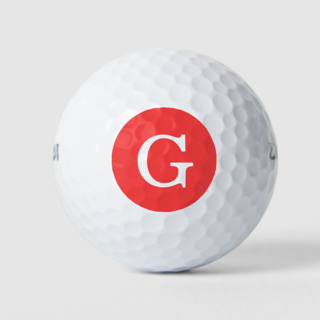 Balles De Golf Monogramme initial rouge corail (Devant)