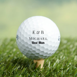Balles De Golf Monogramme Mariage Best Man Cadeau Black personnal