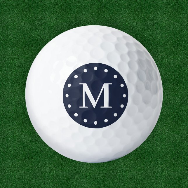 Balles De Golf Monogramme marine bleu blanc (Créateur téléchargé)