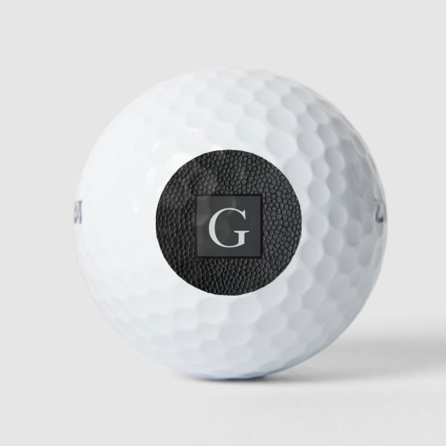Balles De Golf Monogramme Meilleur homme Groomsman Black Leather  (Devant)