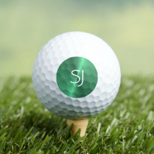 Balles De Golf Monogramme métallique vert brillant