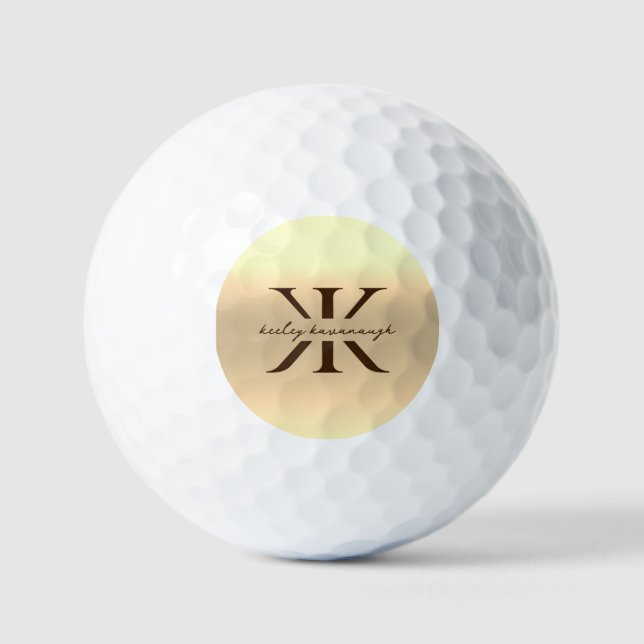 Balles De Golf Monogramme moderne or élégant K Professionnel (Recto)