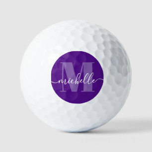 Balles De Golf Monogramme moderne violet élégant