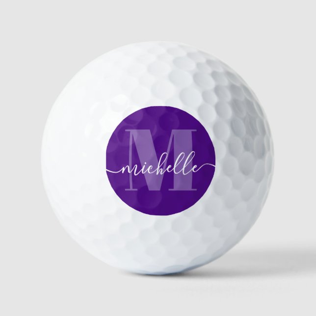 Balles De Golf Monogramme moderne violet élégant (Recto)