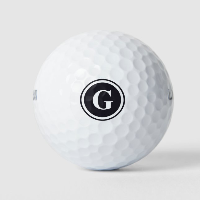 Balles De Golf Monogramme noir Boules de golf personnalisées (Devant)