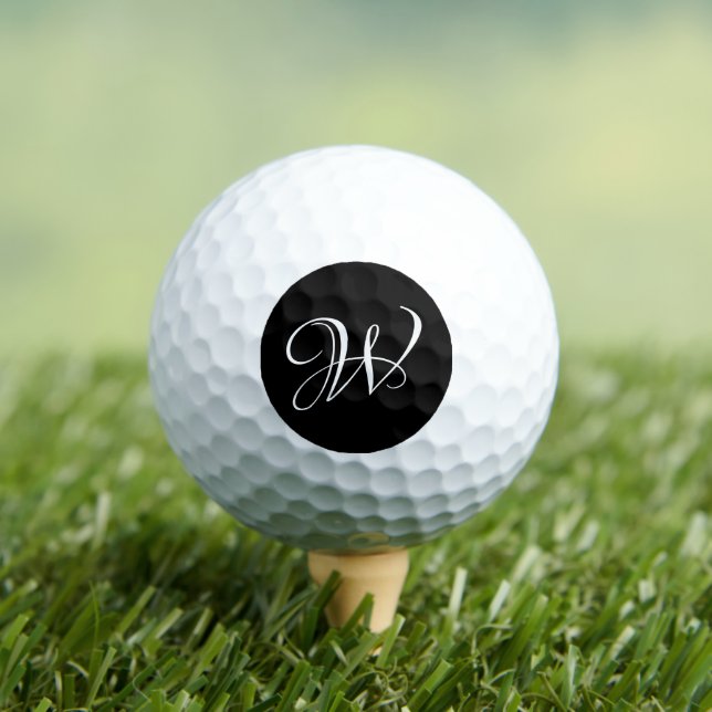 Balles De Golf Monogramme noir élégant personnalisé initial (T-shirt Insitu)