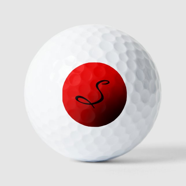 Balles De Golf Monogramme noir rouge élégant professionnel initia (Recto)