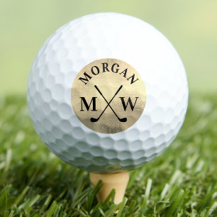 Balles De Golf Monogramme Or Élégant Personnalisé