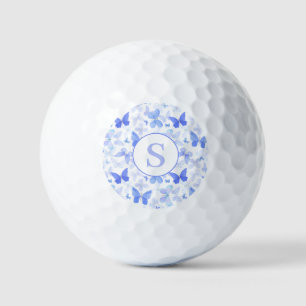 Balles De Golf Monogramme papillon bleu