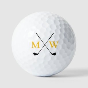 Balles De Golf Monogramme personnalisé 2 initiales jaunes pour go