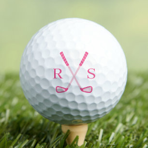 Balles De Golf Monogramme personnalisé Boules de golf rose initia