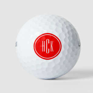 Balles De Golf Monogramme personnalisé Cercle rouge