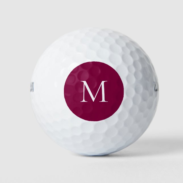 Balles De Golf Monogramme personnalisé Fuchsia noir (Devant)