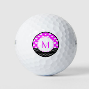 Balles De Golf Monogramme Personnalisé Rose, Noir Et Blanc