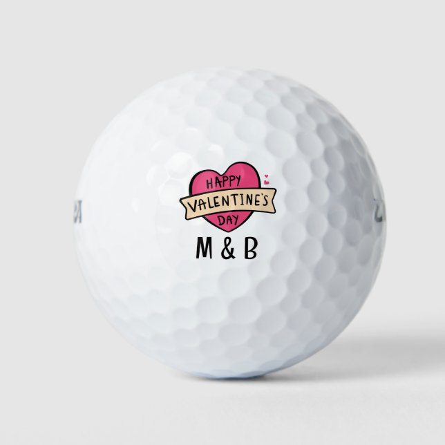 Balles De Golf Monogramme pour la Saint-Valentin (Devant)