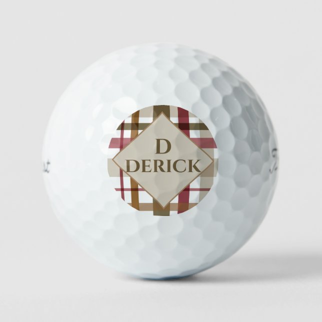 Balles De Golf Monogramme préppy Plaid Automne (Recto)
