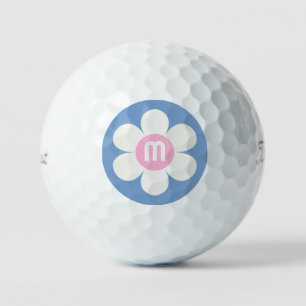 Balles De Golf Monogramme Puissance initiale Fleur Maisson rose e