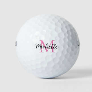 Balles De Golf Monogramme rose Prénom Personnalisé