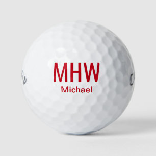 Balles De Golf Monogramme rouge moderne