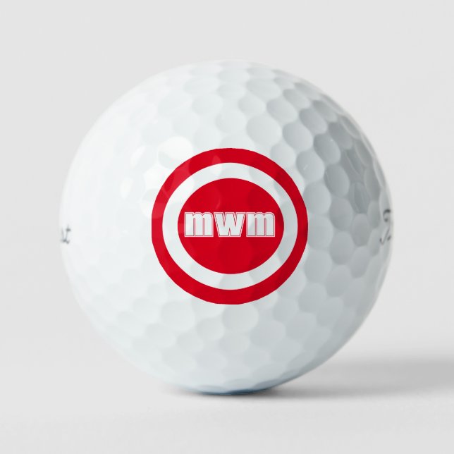Balles De Golf Monogramme rouge moderne Boules de golf personnali (Recto)