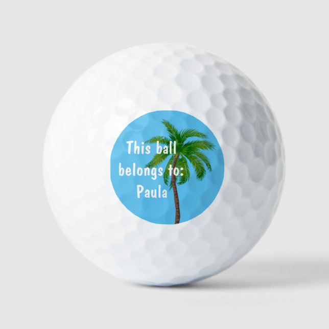 Balles De Golf Monogramme Tropical Palm Tree (Recto)