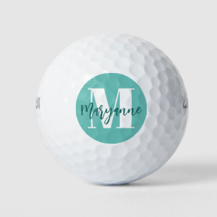 Balles De Golf Monogramme turquoise bleu turquoise Script Monogra