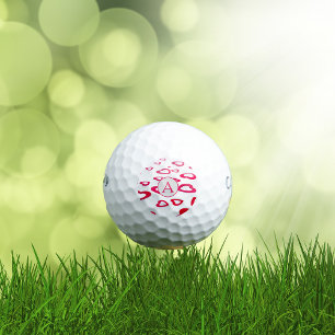 Balles De Golf Monogramme Valentine coeur rouge personnalisé