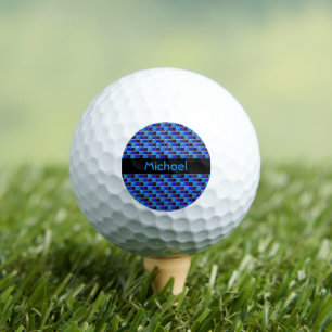 Balles De Golf Mosaïque moderne en noir, bleu royal, coutume