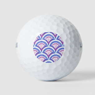 Balles De Golf motif damassé floral bleu