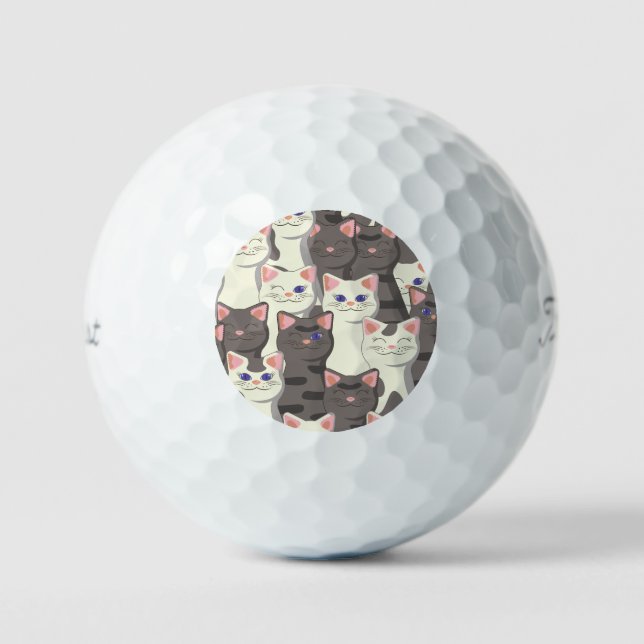Balles De Golf Motif de chats blancs et gris (Recto)