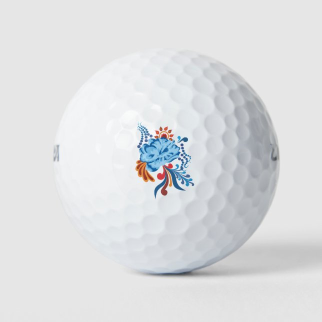 Balles De Golf Motif Flower Gzhel (Devant)
