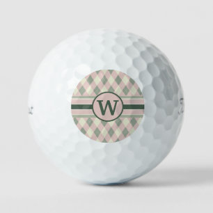 Balles De Golf Motif moderne rose et vert Jacquard Monogramme