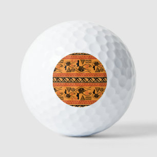 Balles De Golf Motif Vintage Tribal Égyptien À Rayures.