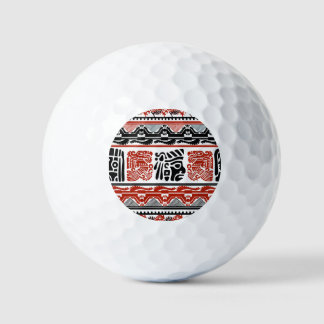 Balles De Golf Motifs indiens, rouge noir, motif sans couture.