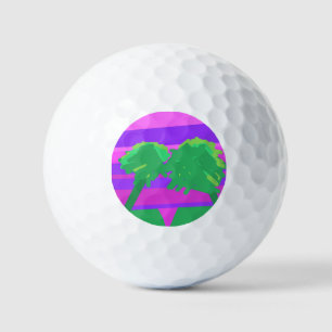 Balles De Golf Mt. Coucher de soleil rose vert pourpre