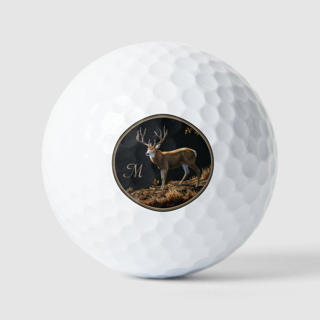 Balles De Golf Mule Deer Buck Automne Trophée Antlers Monogram Go (Recto)