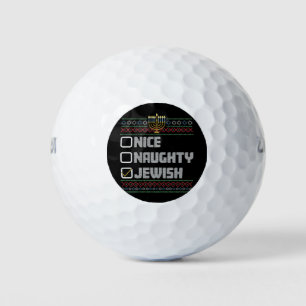 Balles De Golf Naughty Nice Jewish Santa Ugly Christmas Hanukkah 