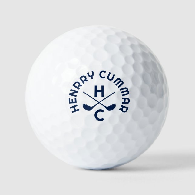 Balles De Golf Navy Blue Golf Clubs, Nom Personnalisé (Recto)